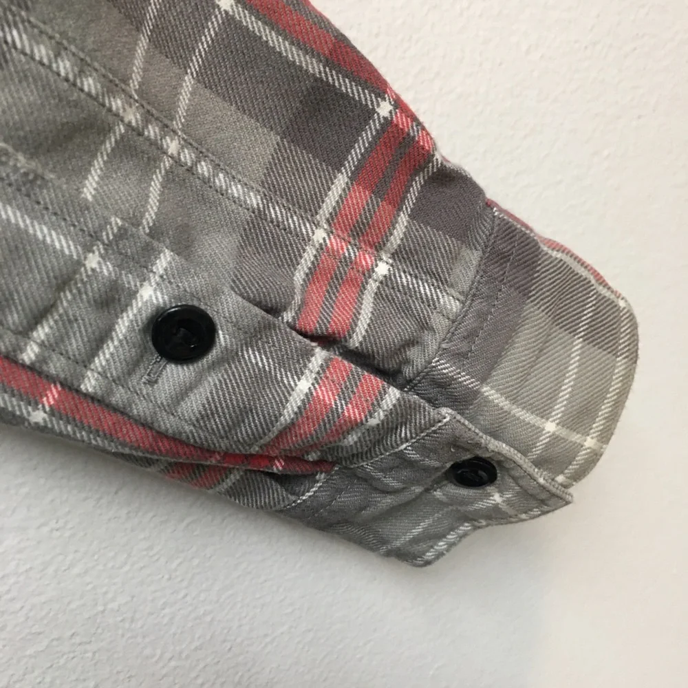 J Crew 100% Cotton Plaid Flannel Large Gray